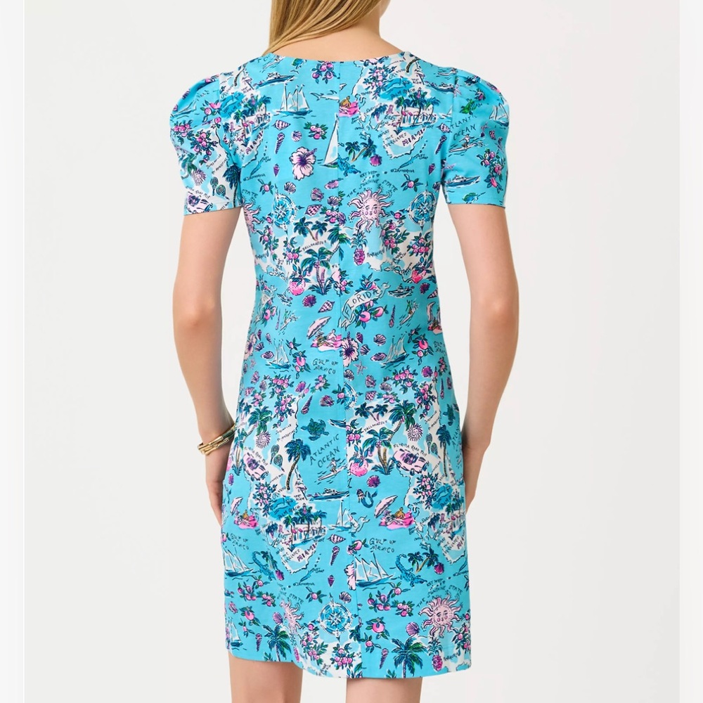 Lilly Pulitzer Aleece Dress-Amalfi Blue Lillys Roadtrip-Florida- NWT In Package - Picture 3 of 11